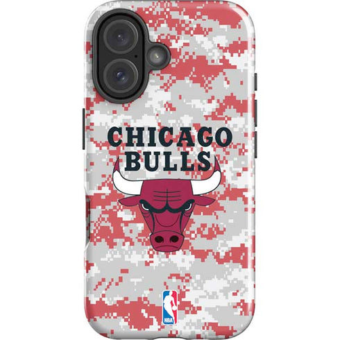 NBA Chicago Bulls Digi Camo iPhone 16 Impact Case