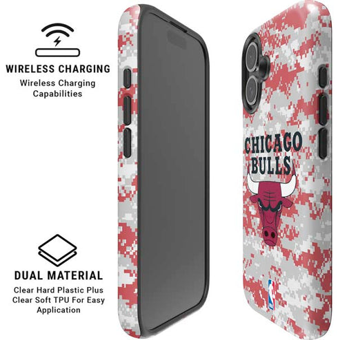 NBA Chicago Bulls Digi Camo iPhone 16 Magsafe Impact Case