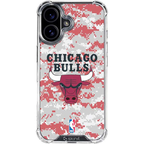 NBA Chicago Bulls Digi Camo iPhone 16 Plus Clear Case