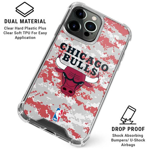 NBA Chicago Bulls Digi Camo iPhone 16 Pro Clear Case