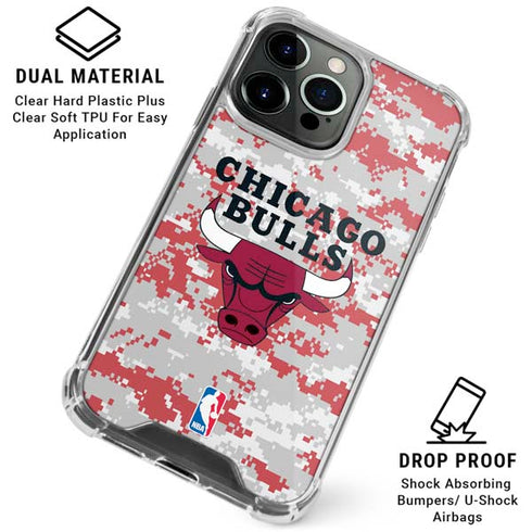 NBA Chicago Bulls Digi Camo iPhone 16 Pro Max Clear Case