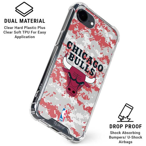 NBA Chicago Bulls Digi Camo iPhone 16e Clear Case