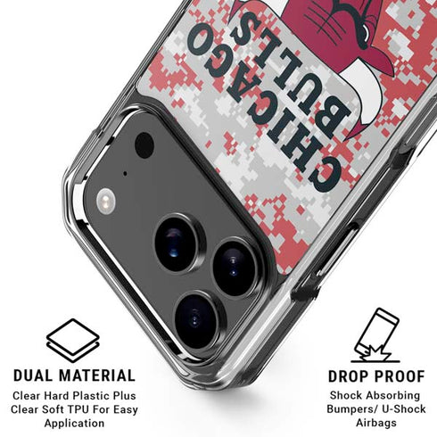 NBA Chicago Bulls Digi Camo iPhone 18 Pro Clear Case
