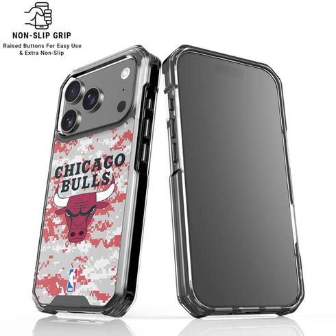 NBA Chicago Bulls Digi Camo iPhone 18 Pro Clear Case