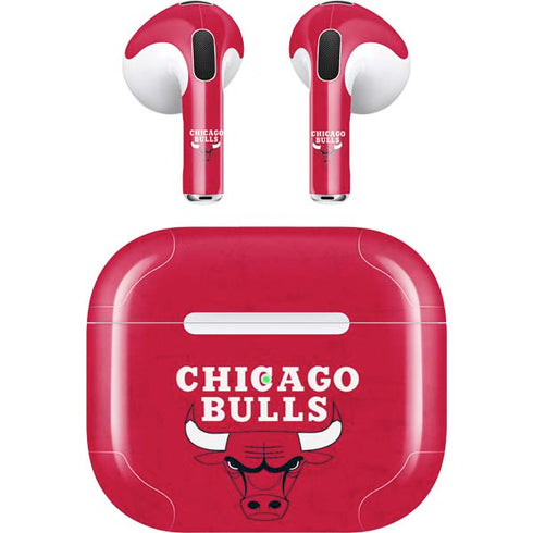 NBA Chicago Bulls Red Distressed Apple AirPods (3rd Gen 2021) Skin