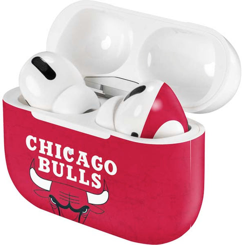 NBA Chicago Bulls Red Distressed AirPods Skins