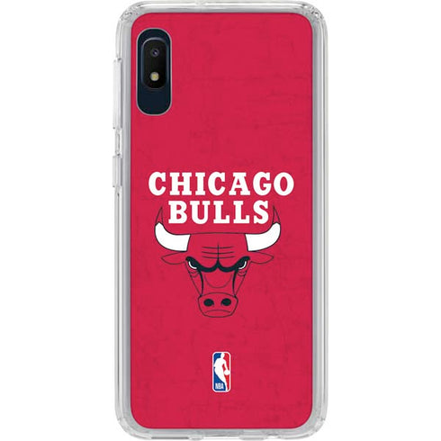 NBA Chicago Bulls Red Distressed Galaxy A10e Clear Case
