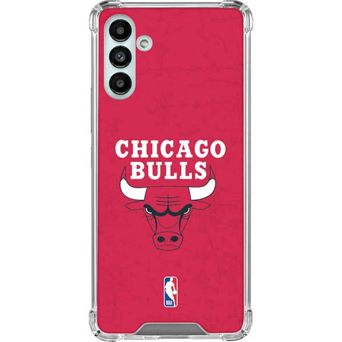NBA Chicago Bulls Red Distressed Galaxy A13 5G Clear Case