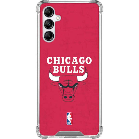 NBA Chicago Bulls Red Distressed Galaxy A14 5G Clear Case