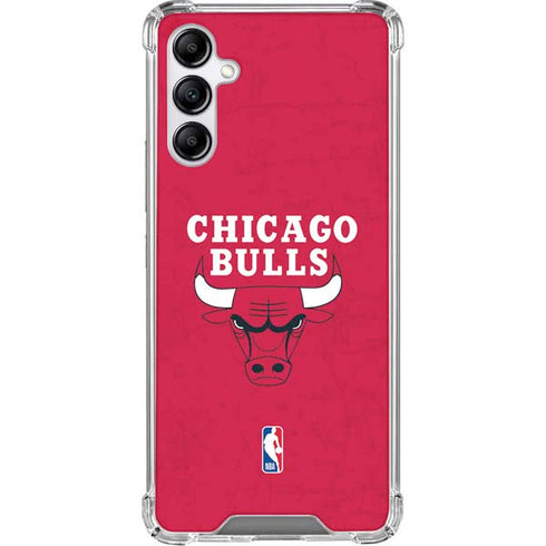 NBA Chicago Bulls Red Distressed Galaxy A15 5G Clear Case