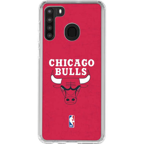 NBA Chicago Bulls Red Distressed Galaxy A21 Clear Case
