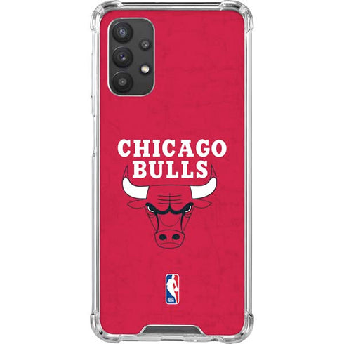 NBA Chicago Bulls Red Distressed Galaxy A32 5G Clear Case
