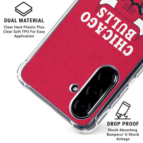 NBA Chicago Bulls Red Distressed Galaxy A36 5G Clear Case