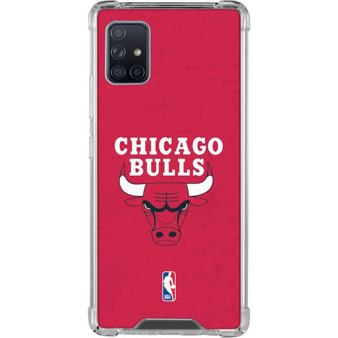 NBA Chicago Bulls Red Distressed Galaxy A51 5G Clear Case