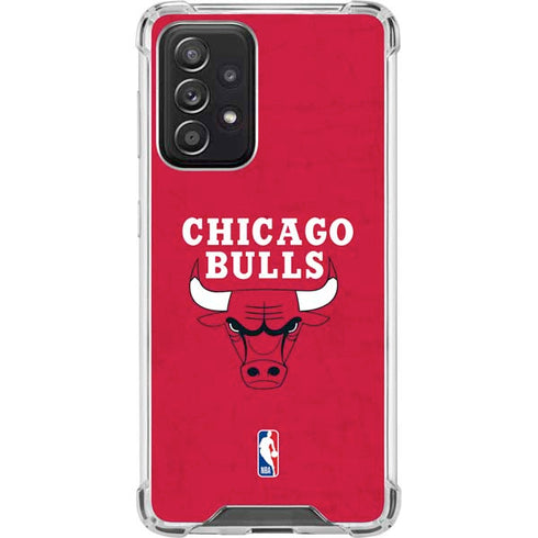 NBA Chicago Bulls Red Distressed Galaxy A52 5G Clear Case