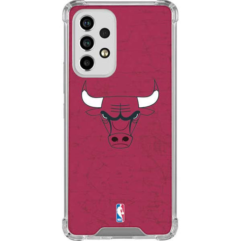 NBA Chicago Bulls Red Distressed Galaxy A53 5G Clear Case