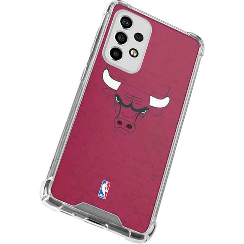 NBA Chicago Bulls Red Distressed Galaxy A53 5G Clear Case