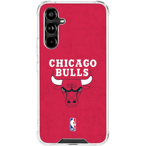 NBA Chicago Bulls Red Distressed Galaxy A54 5G Clear Case