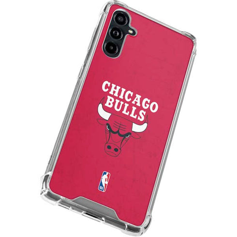 NBA Chicago Bulls Red Distressed Galaxy A54 5G Clear Case