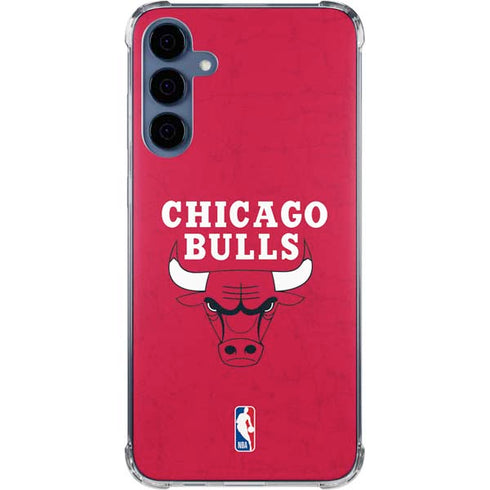 NBA Chicago Bulls Red Distressed Galaxy A55 5G Clear Case