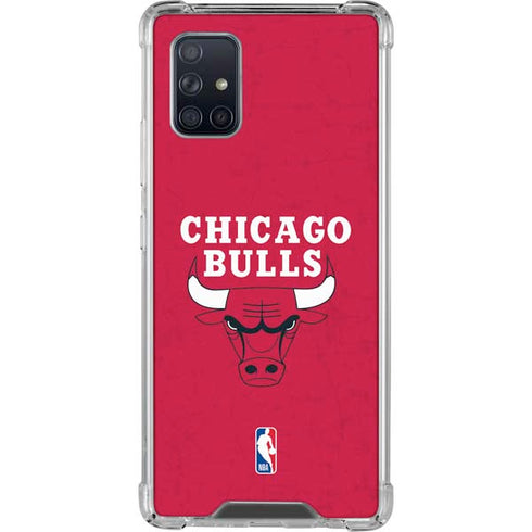 NBA Chicago Bulls Red Distressed Galaxy A71 5G Clear Case