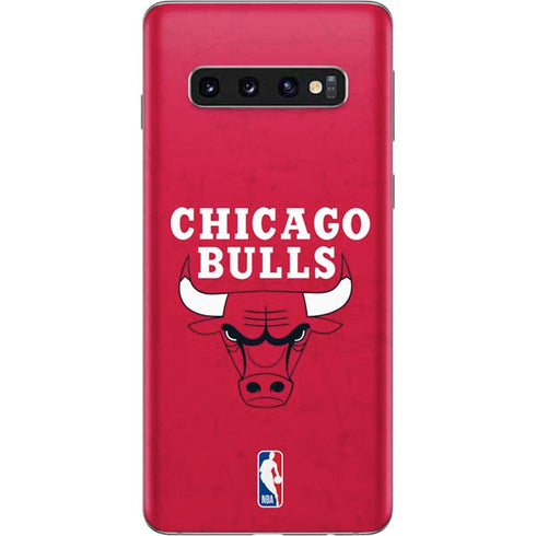 NBA Chicago Bulls Red Distressed Galaxy S10 Skin