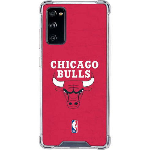 NBA Chicago Bulls Red Distressed Galaxy S20 FE Clear Case