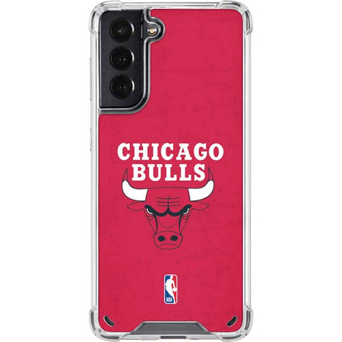 NBA Chicago Bulls Red Distressed Galaxy S21 5G Clear Case