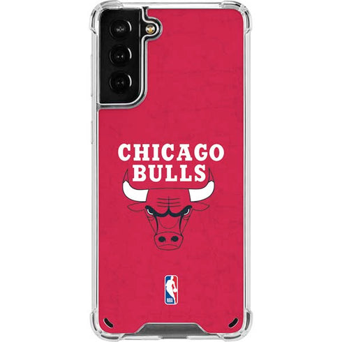 NBA Chicago Bulls Red Distressed Galaxy S21 Plus 5G Clear Case