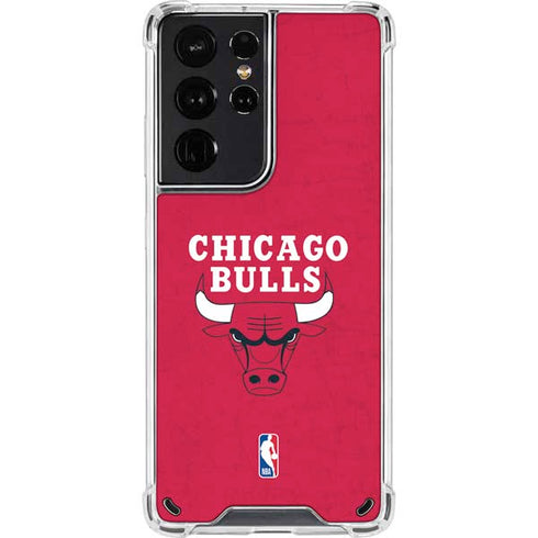 NBA Chicago Bulls Red Distressed Galaxy S21 Ultra 5G Clear Case