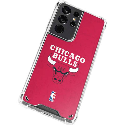 NBA Chicago Bulls Red Distressed Galaxy S21 Ultra 5G Clear Case