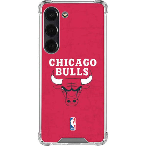 NBA Chicago Bulls Red Distressed Galaxy S23 Clear Case