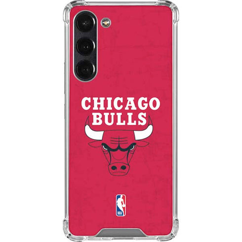 NBA Chicago Bulls Red Distressed Galaxy S23 Plus Clear Case
