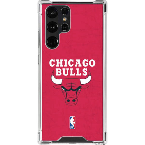 NBA Chicago Bulls Red Distressed Galaxy S23 Ultra Clear Case