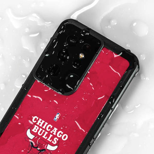 NBA Chicago Bulls Red Distressed Galaxy S24 Ultra Waterproof Case