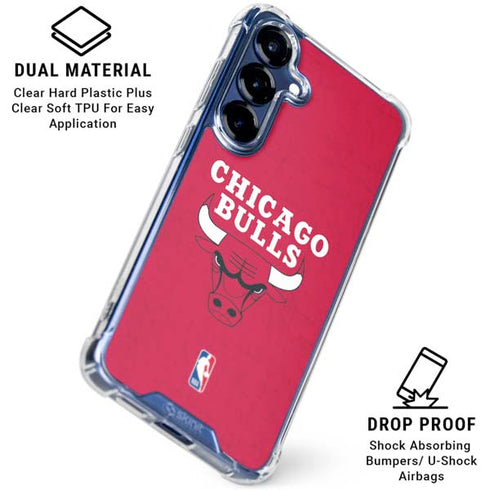 NBA Chicago Bulls Red Distressed Galaxy S25 Clear Case