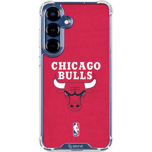 NBA Chicago Bulls Red Distressed Galaxy S25 Plus Clear Case