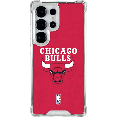 NBA Chicago Bulls Red Distressed Galaxy S25 Ultra Clear Case
