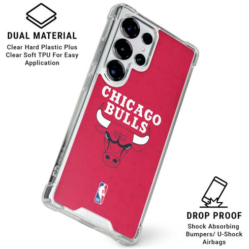 NBA Chicago Bulls Red Distressed Galaxy S25 Ultra Clear Case
