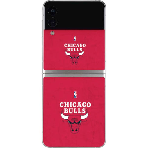 NBA Chicago Bulls Red Distressed Galaxy Z Flip3 5G Skin