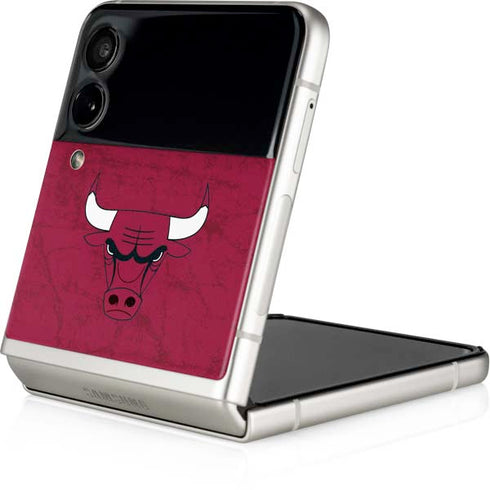 NBA Chicago Bulls Red Distressed Galaxy Z Flip4 5G Skin
