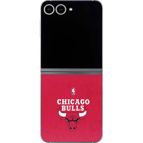 NBA Chicago Bulls Red Distressed Galaxy Z Flip6 Skin