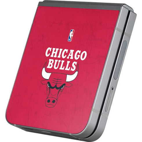 NBA Chicago Bulls Red Distressed Galaxy Z Flip6 Skin