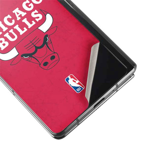 NBA Chicago Bulls Red Distressed Galaxy Z Fold2 5G Skin