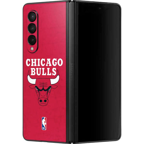 NBA Chicago Bulls Red Distressed Galaxy Z Fold3 5G Skin