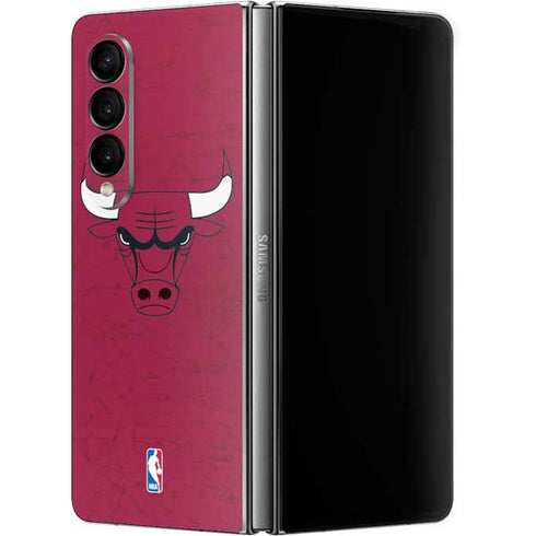 NBA Chicago Bulls Red Distressed Galaxy Z Fold4 5G Skin