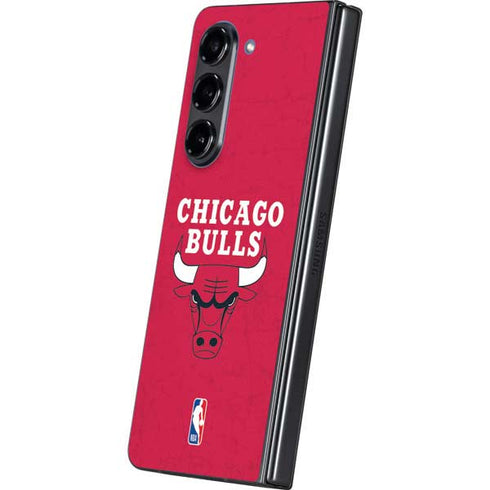 NBA Chicago Bulls Red Distressed Galaxy Z Fold5 5G Skin