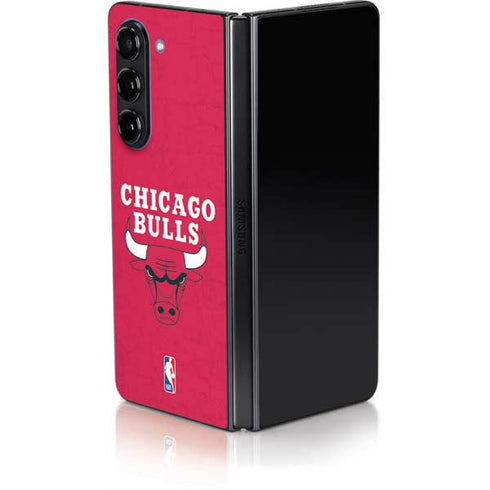NBA Chicago Bulls Red Distressed Galaxy Z Fold5 5G Skin