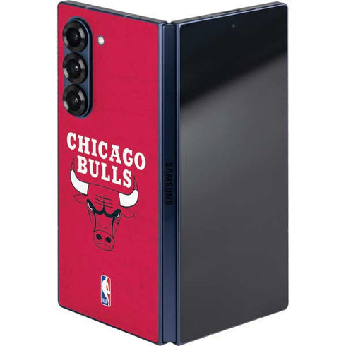 NBA Chicago Bulls Red Distressed Galaxy Z Fold6 Skin
