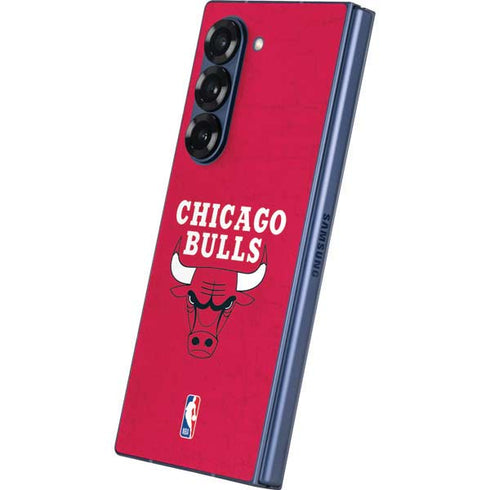 NBA Chicago Bulls Red Distressed Galaxy Z Fold6 Skin
